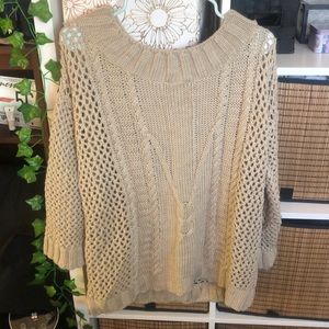 Crotched oversized cozy tan sweater